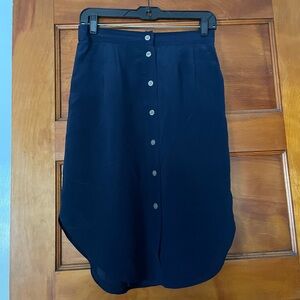 Madewell Navy Blue Silk Button Skirt Size Small